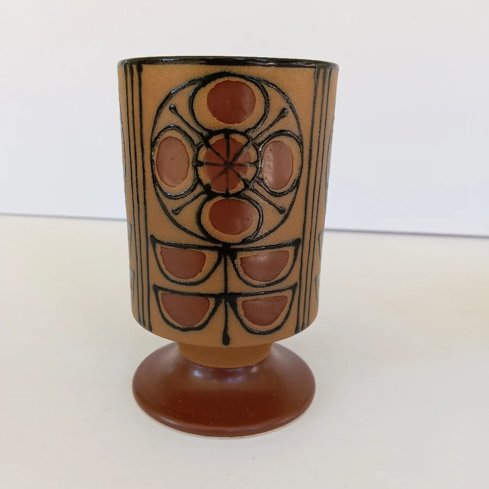 Vintage 70s Jonas Roberts Japan Stoneware Footed Mug